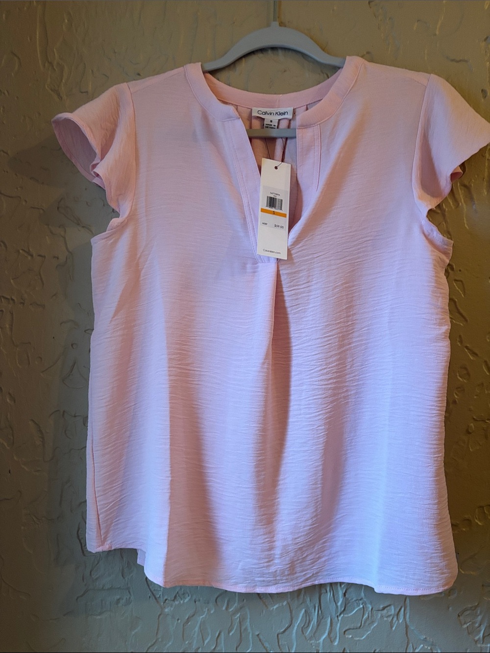 Calvin Klein Women's Pink Short Sleeve Blouse - Picture 1 of 6